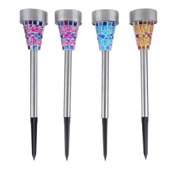 IP44 Solar Powered Mosaic Glass Garden Lights 2W 5000K