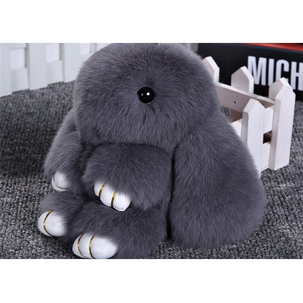 Rabbit Fur Bunny Keychain