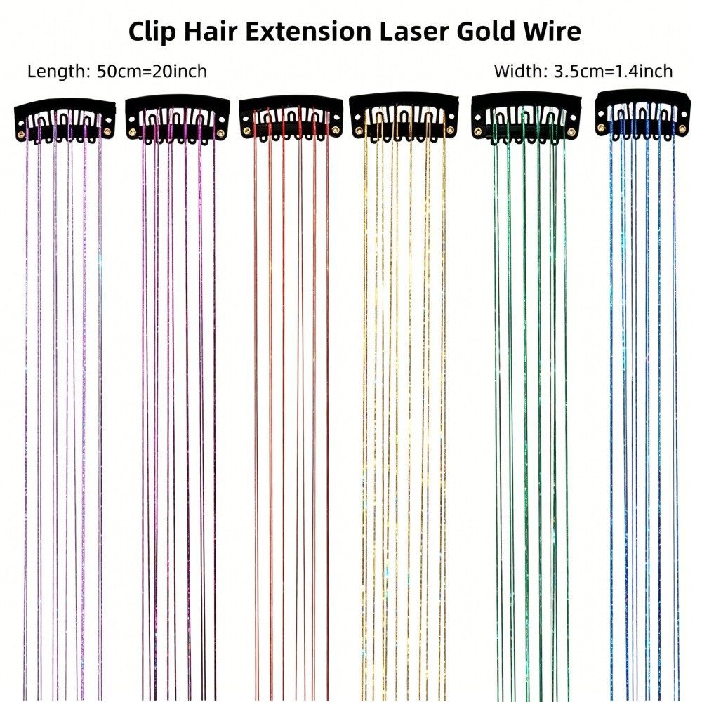 20 Inches Glitter Hair Tinsel Clip in Dreamy Colorful Fairy Hair Tinsel Extensions