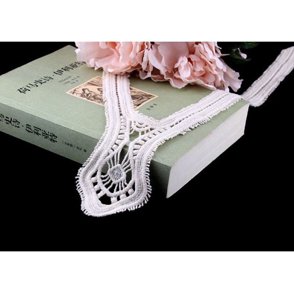 Retro 100% Nature Cotton Bridal Appliques And Trims With Round Neck For Prom Dress