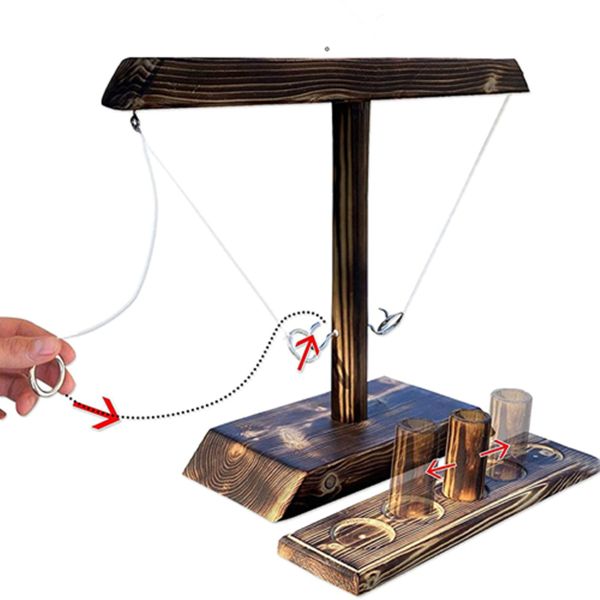 Handmade 8.5cm деревянные игрушки кукольного дома покрасили кольца бросая крюки