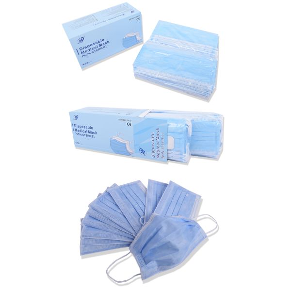 Blue 3ply Disposable Medical Face Mask With Adjustable Bind