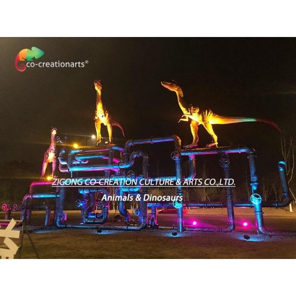 Outdoor Decoration Velociraptor Animatronic Waterproofing Realistic Dinosaur Models