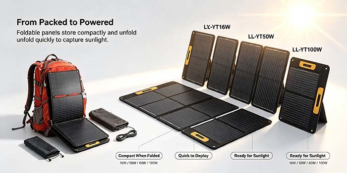 50W Travelling Foldable Solar Panel, Waterproof ETFE Solar Charger Bag for Portable Power Station Camping RV