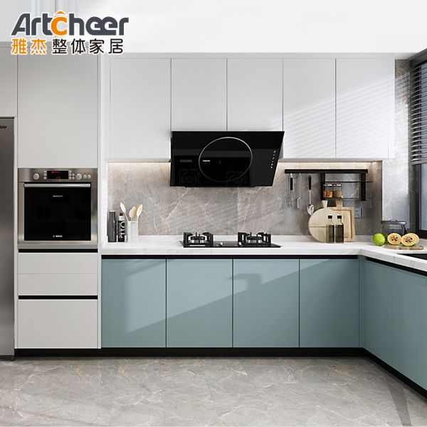 Modern Design L Shape Kitchen Cabinet with Soft Closing Drawers and Custom Size
