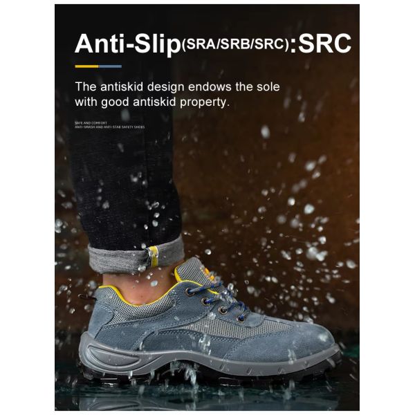 Breathable Industrial Safety Shoes Yellow Leather Steel Toe Boots For Men