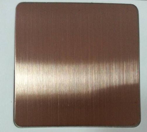 Hairline finish Rose Gold colored stainless steel sheet 1219*2438mm with PVC coating
