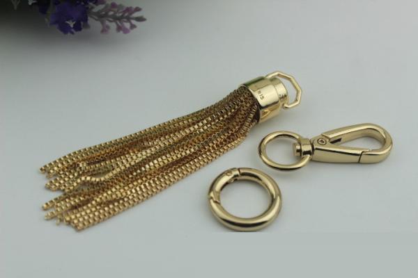 Hot sale custom gold nickel gunmetal color metal tassels cap with spring hooks