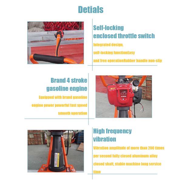 ZPC40 Petrol Concrete Leveling Screed Ruler Easy Operation Concrete Screed Tool