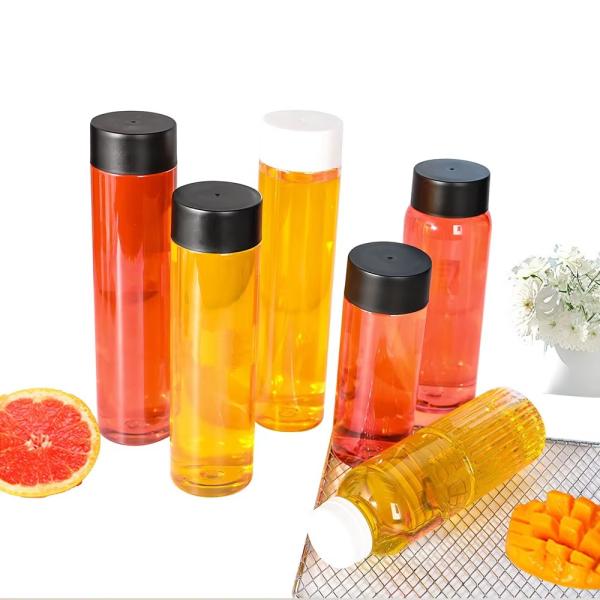 12Oz 16Oz French Round Empty PET Juice Bottle for Cold Brew Coffee Reusable Plastic Juice Bottles with Caps