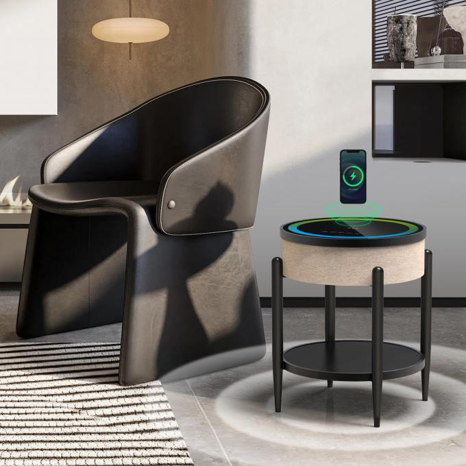 Modern Bluetooth Coffee Smart Bedside Table Speaker Wireless Charging Nightstand
