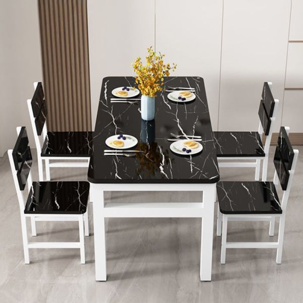 Wooden Dining Table and Chair Set Simple Rectangular Design for Modern Restaurant Furniture