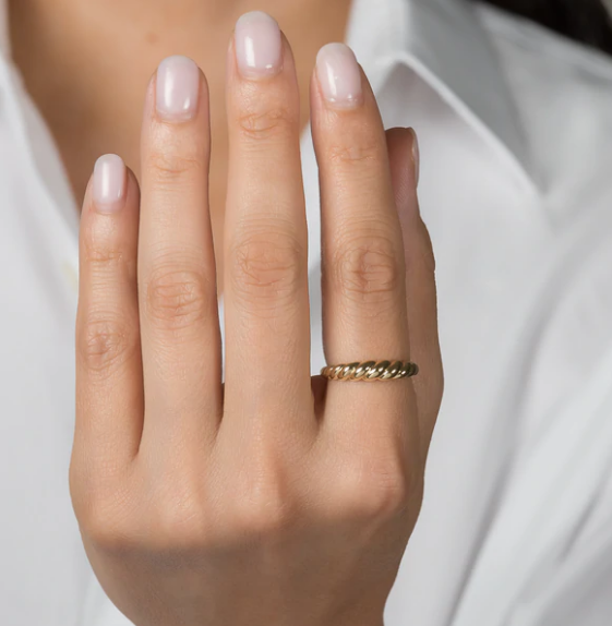 Потрясающий барочный 14K золотой градиент 925 серебряный женский кольцо