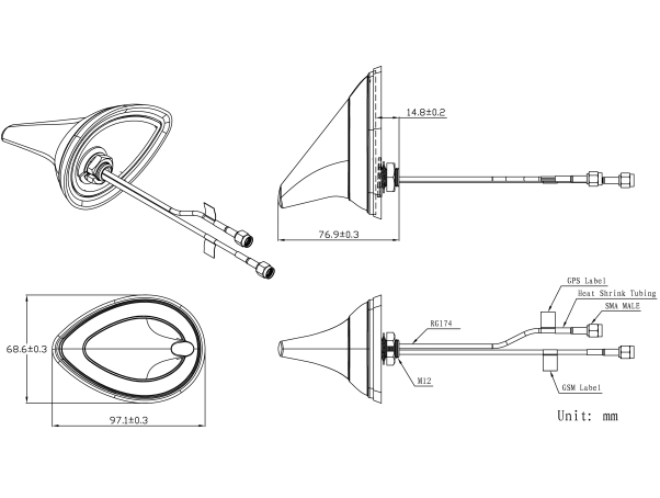 AMPS антенна 1575.42MHz цифров долгосрочного Wifi/Bluetooth водоустойчивая