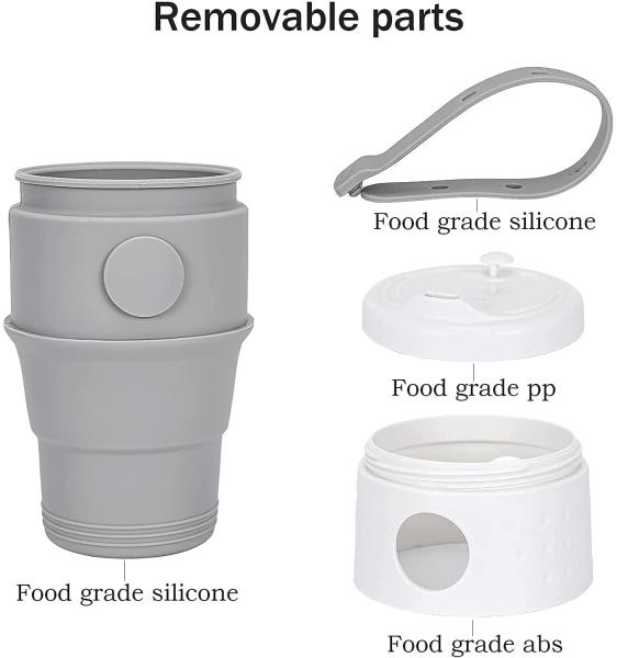 395ml Silicone Foldable Cup Collapsible Coffee Cup Reusable With Lid