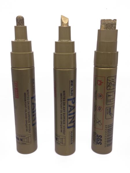 Gold Color point felt Tip oil based paint marker pen valve-action multichem ink teibow tip