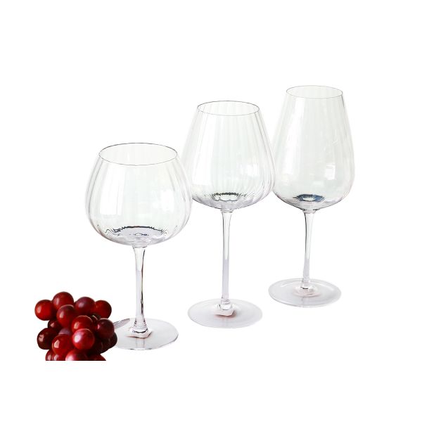 Food Grade Lead Free Vertical Stripes Crystal Wine Glasses 590ml Red Wine Glass Cup