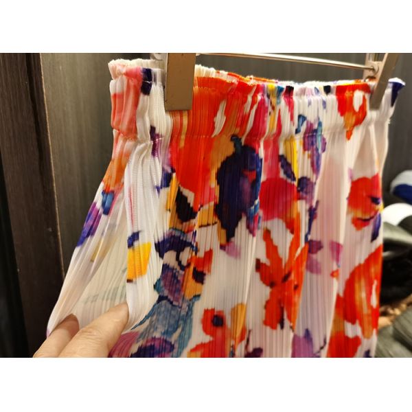 Fashion Summer New Nice Positioning Print Double Fringe Half Skirt Wrinkles Women's Slimming Skirt