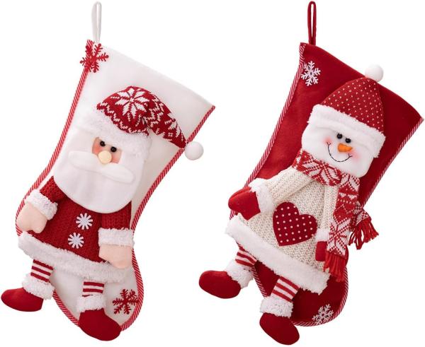 Christmas Stockings 2 Pack 3D Gnomes Santa Christmas Stockings Personalized Christmas Stockings White Christmas Decor