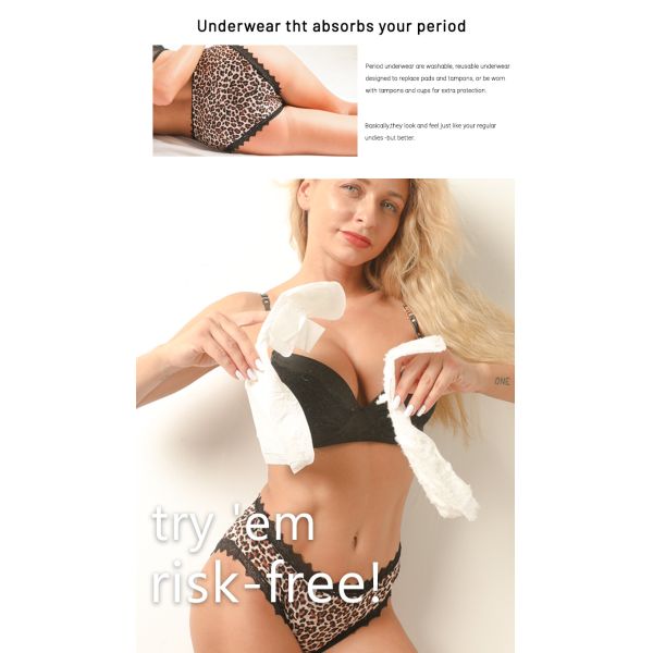 Leopard Washable Leak Proof Underwear Knitted High Absorbency Period Pants
