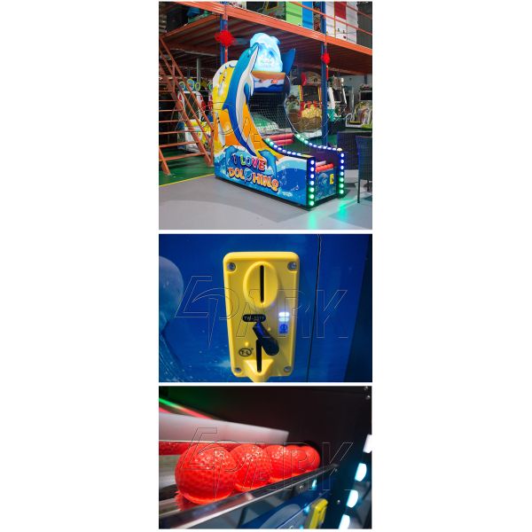 Amusement park kids lovely design Dolphin Bowling shooting ball video machine coin operated