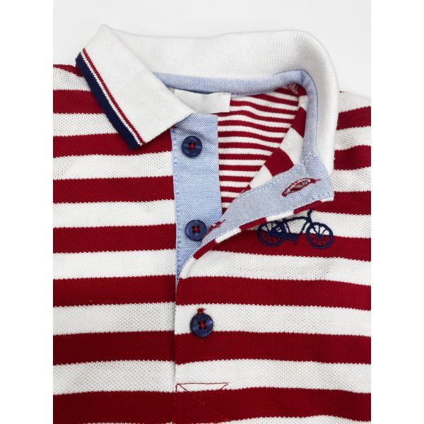 Summer Strips 2 Piece Outfits Baby Boy Collared Polo