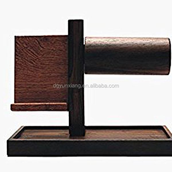 Porta teléfonos y relojes de madera de nuez negra