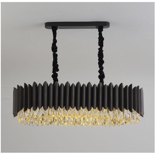 Black Led Chandelier Dining Room Oval Design Creative Kitchen Lamp interior decoration for home(WH-CY-186)