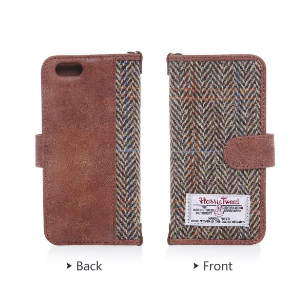 Brown Iphone 6 6s Wallet Case Harris Tweed Premium Fabrics 4.7 Inch