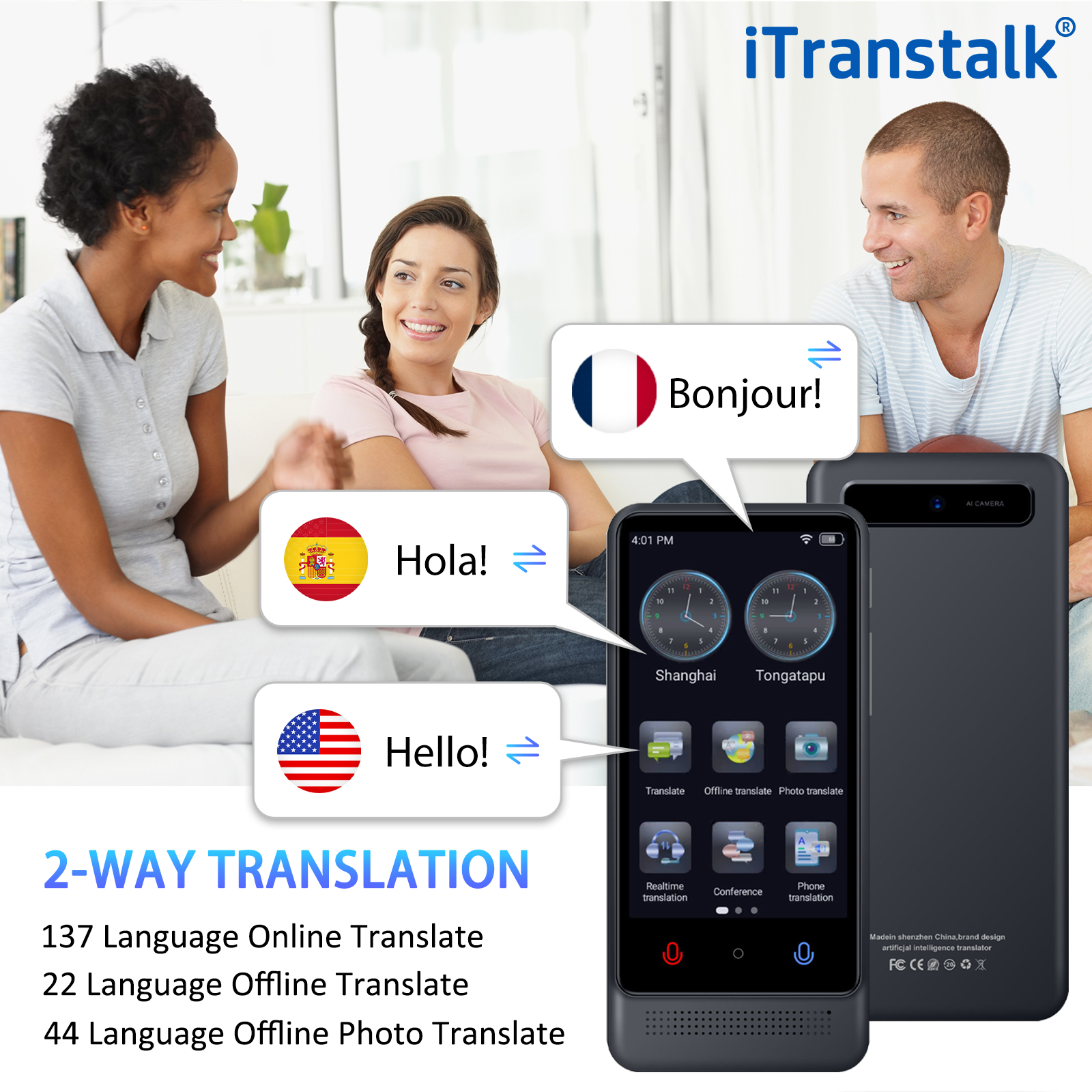 AI Translator Smart Voice Language Translator Device Polish Ukrainian Turkish Czech Vietnamese Russian