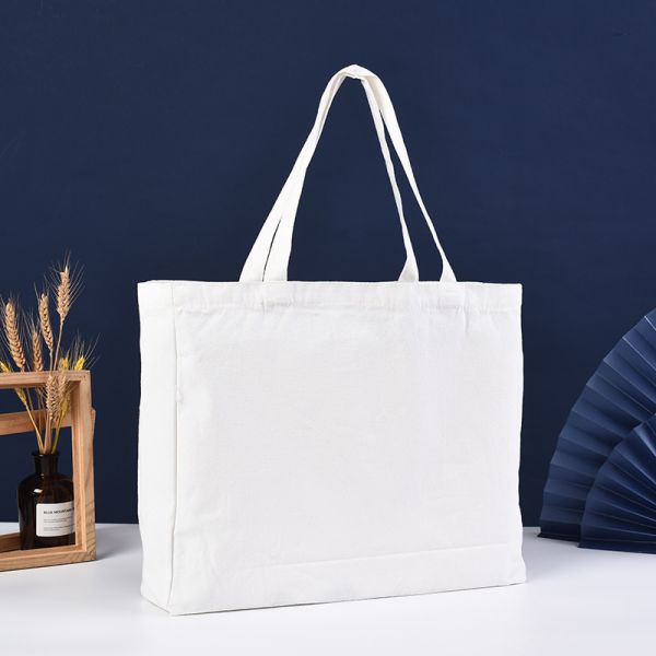 Customized Initials Letter Print Canvas Tote Bag Thick Cotton Shopping Bag for Women