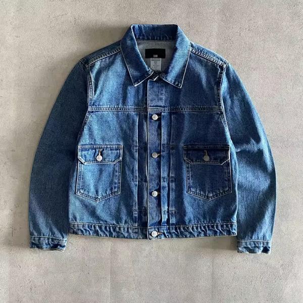 Jacket de mezclilla de algodón 100% de algodón personalizado con chaqueta de mezclilla de un solo botón de bolsillo para hombres Fit delgados de alta calidad