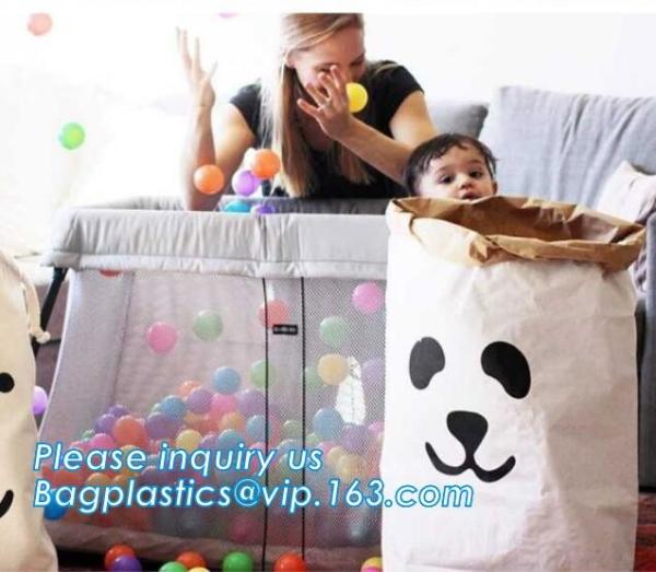 le sac en papier bag, Kraft Paper Storage Linen Bag Kids Toys Clothing Organizer Basket Nursery Home Decor