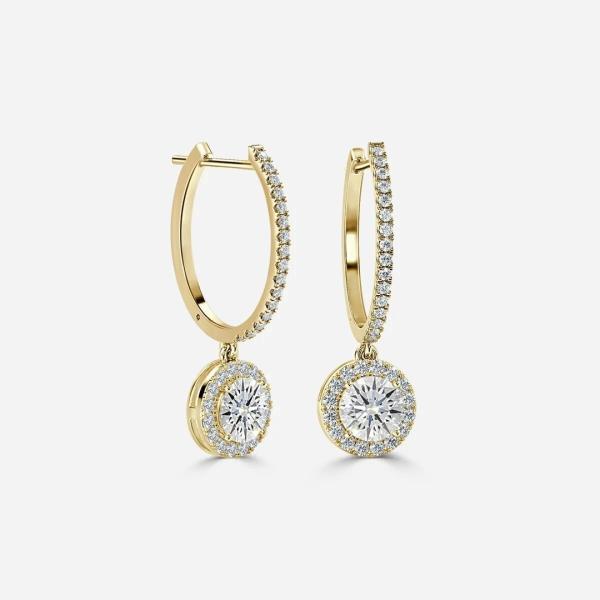 1.4 Carats Lab Created Diamond Hoop Earrings VVS Clarity HPHT Pear Cut