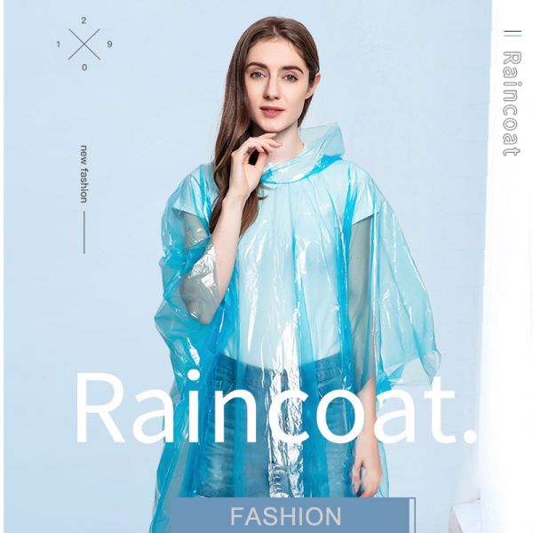 Waterproof Disposable Raincoat for Women Adults Transparent Colorful Plastic Foldable
