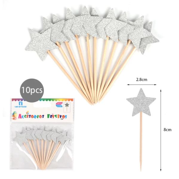Wedding Dessert Birthday PE Star Cupcake Toppers