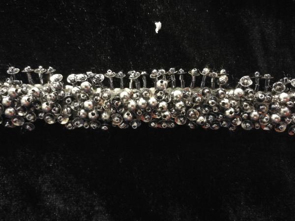 3D Gunmetal color beaded trimming bugle beads with sequins trims