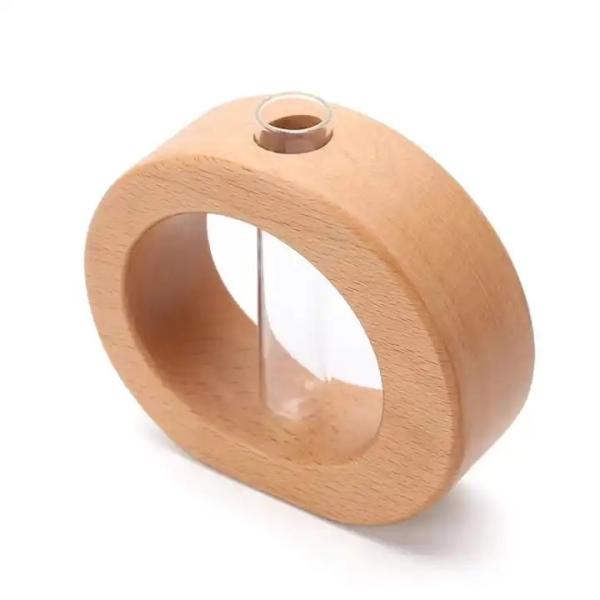 Exquisite Nordic style table stand glass test tube vase wooden hydroponic plant holder