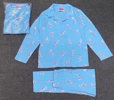 Kids 2 Pcs Blue Print V Collar Top And Pants For Autumn