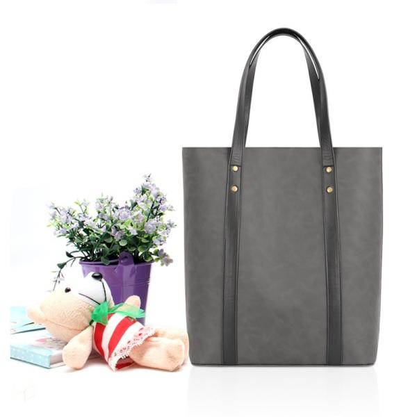 Printing Eco Friendly Shopping Bags Custom Zipper Pocket Leather Shopper Tote 13X5X15