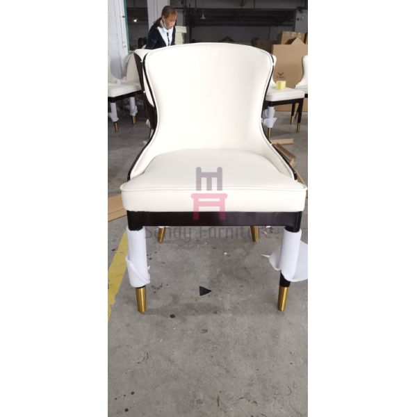 Hotel Restaurant Chairs with High Glossy Backrest Comfortably Upholstered Seatback No Foldable