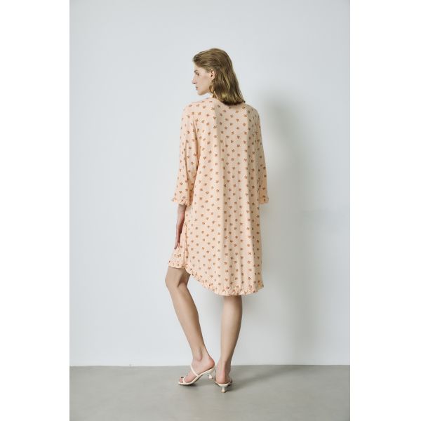 6A 19mm Mulberry Silk Floral Print Midi Length Sleep Shirt Dress