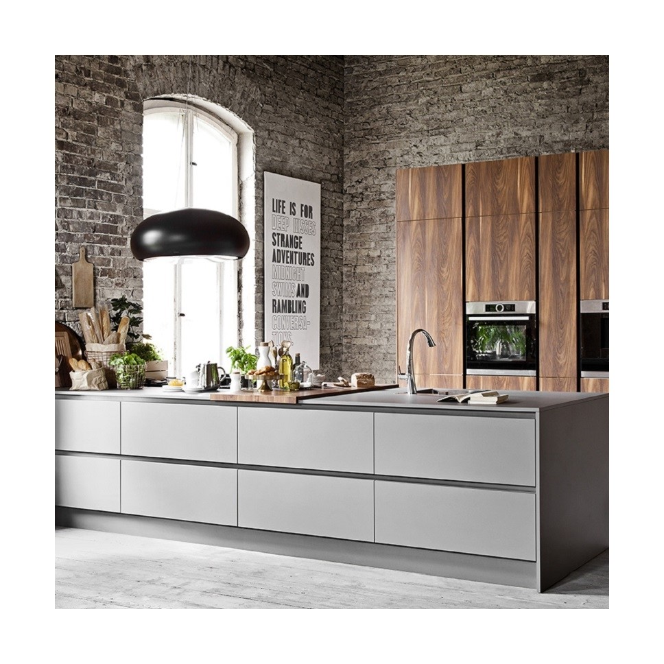 Melamine Board Matte Kitchen Cabinet with Lacquer Door Panel Surface Treatment