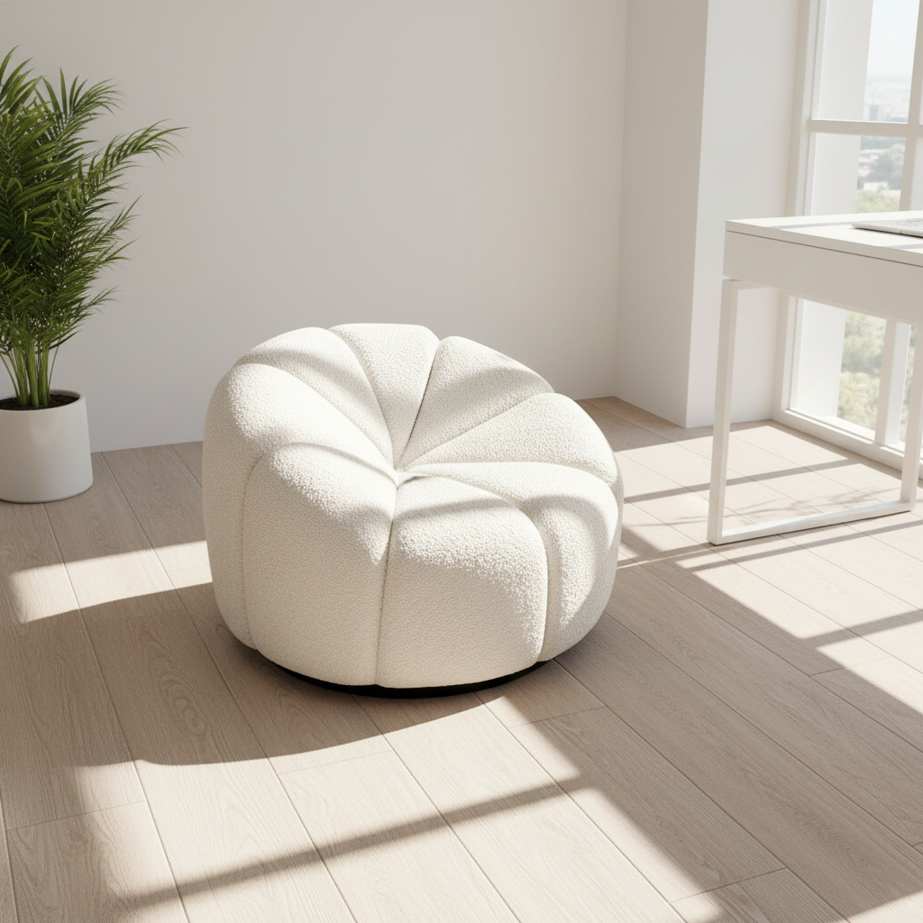 Single Seat Lazy Recliner Sofa with Pumpkin Design Small Comfy Accent Chair for Bedroom or Living Room Filled with Sponge