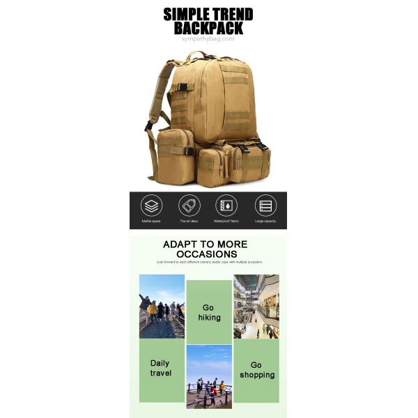 OEM Multifunctional 45L Outdoor Sports Bag Backpack For Camping Hiking Climbing