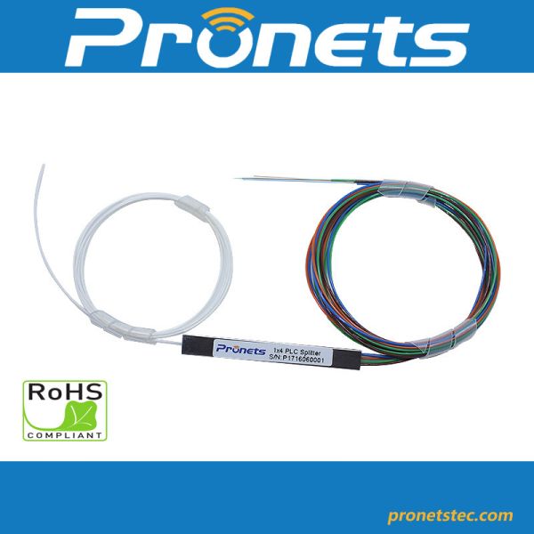 0.9mm Pigtail 1x4 PLC Splitter G657A1/A2 Fiber Optic PLC Splitter Mini Modular