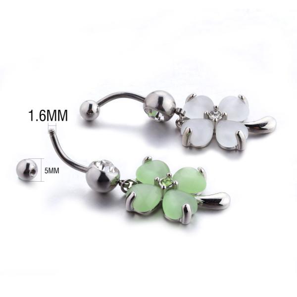Fashion stainless steel piercing jewelry flower dangle belly button ring for women
