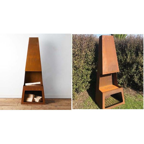 Камин конструированный сверстницей на открытом воздухе большое Corten стальное Chiminea