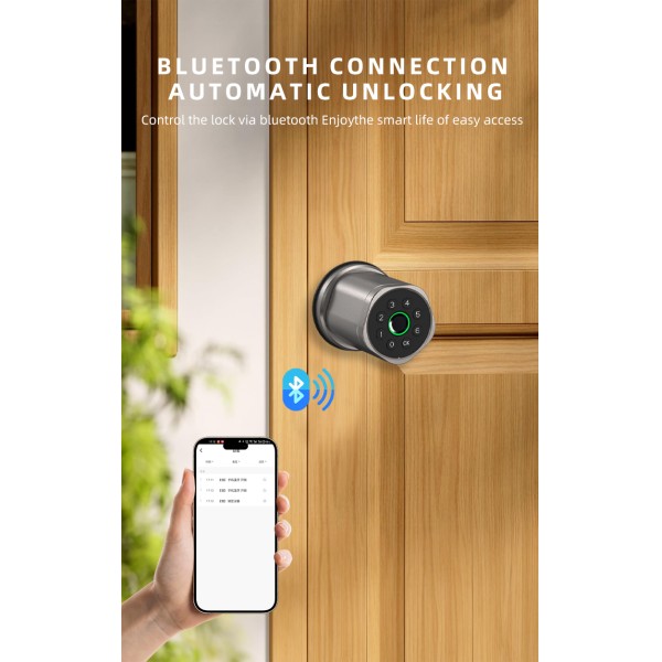YAGU Fingerprint Password Keyless Single Latch Tuya APP Electronic Round Smart Knob Lock Replacement Ball Lock