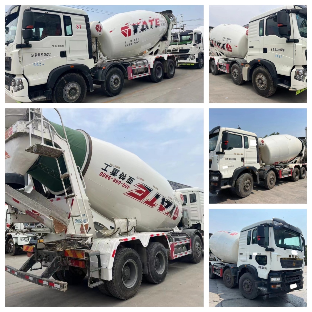 Pre-Owned Used HOWO 15m³ Cement Mixer Truck 8x4 Drive System Large Volume Mixing